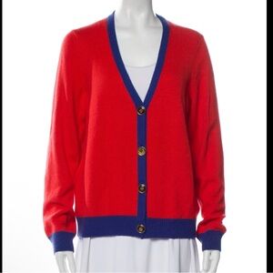 NWT TORY BURCH Cashmere V-neck Colorblock Cardigan Womens XL